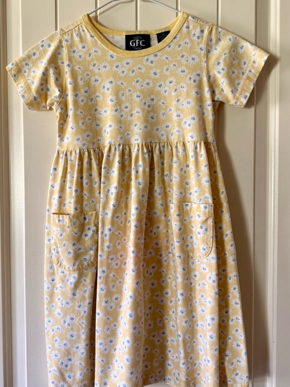 Girls' Yellow Daisy Pocket Casual Dress